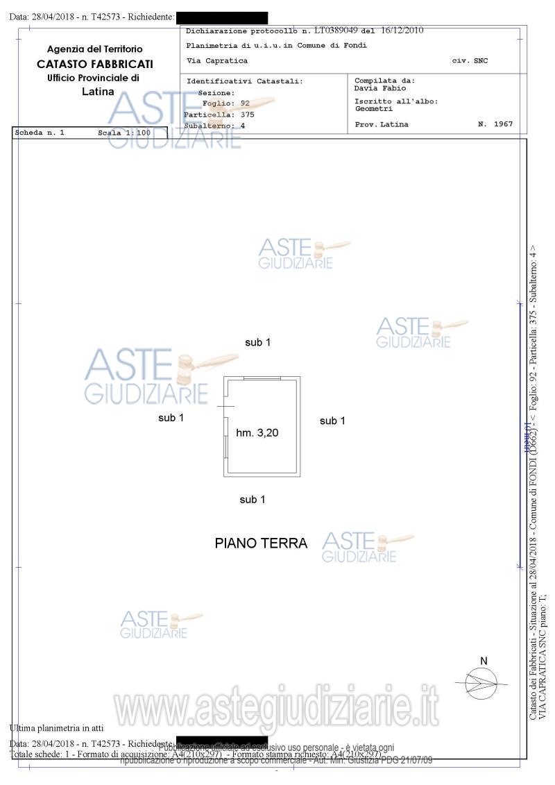 Planimetria del bene