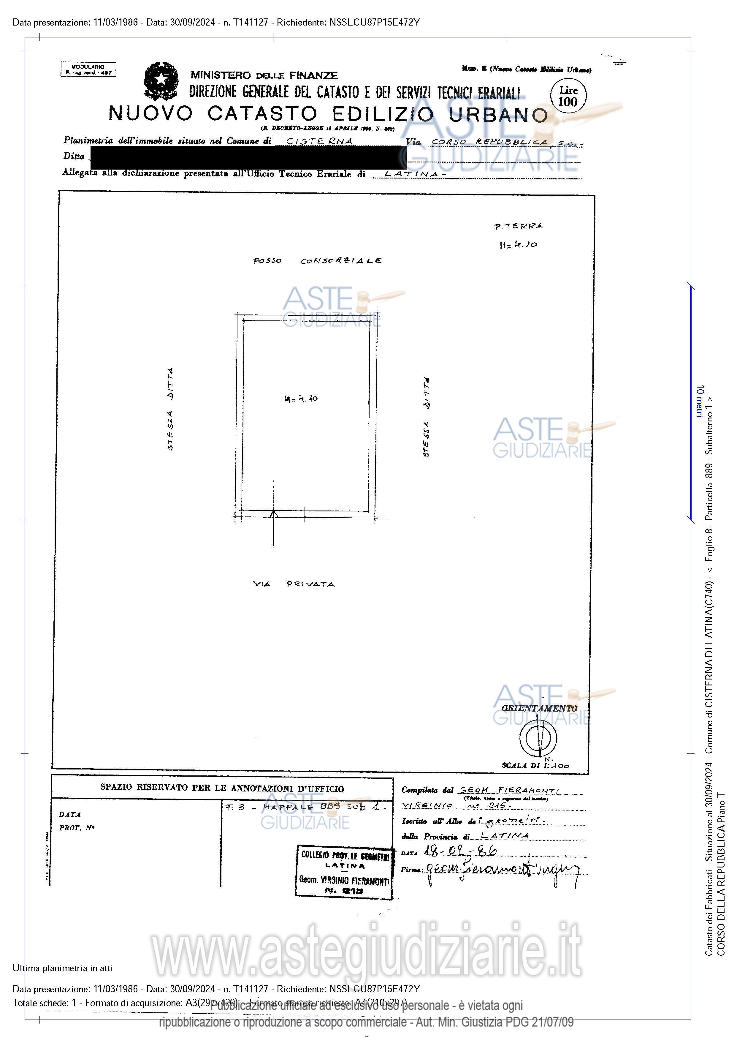 Planimetria del bene
