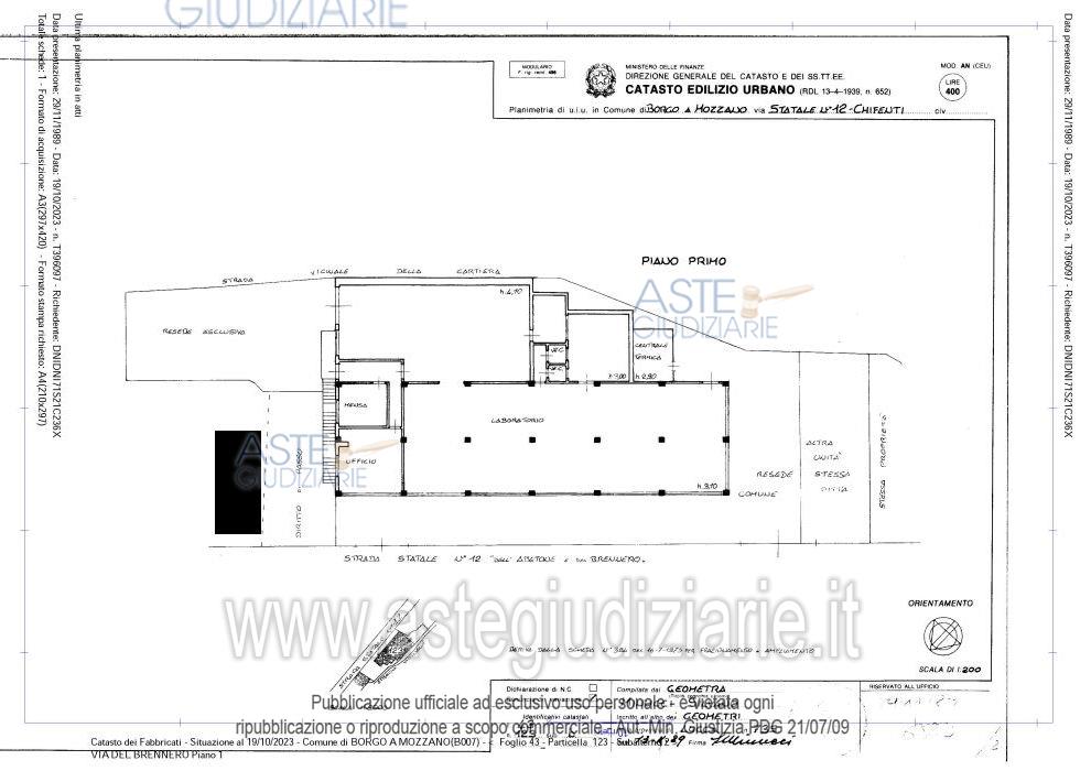 Planimetria del bene