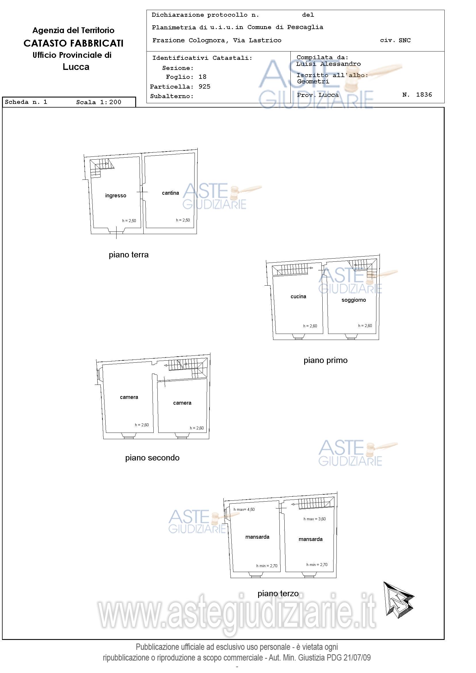 Planimetria del bene