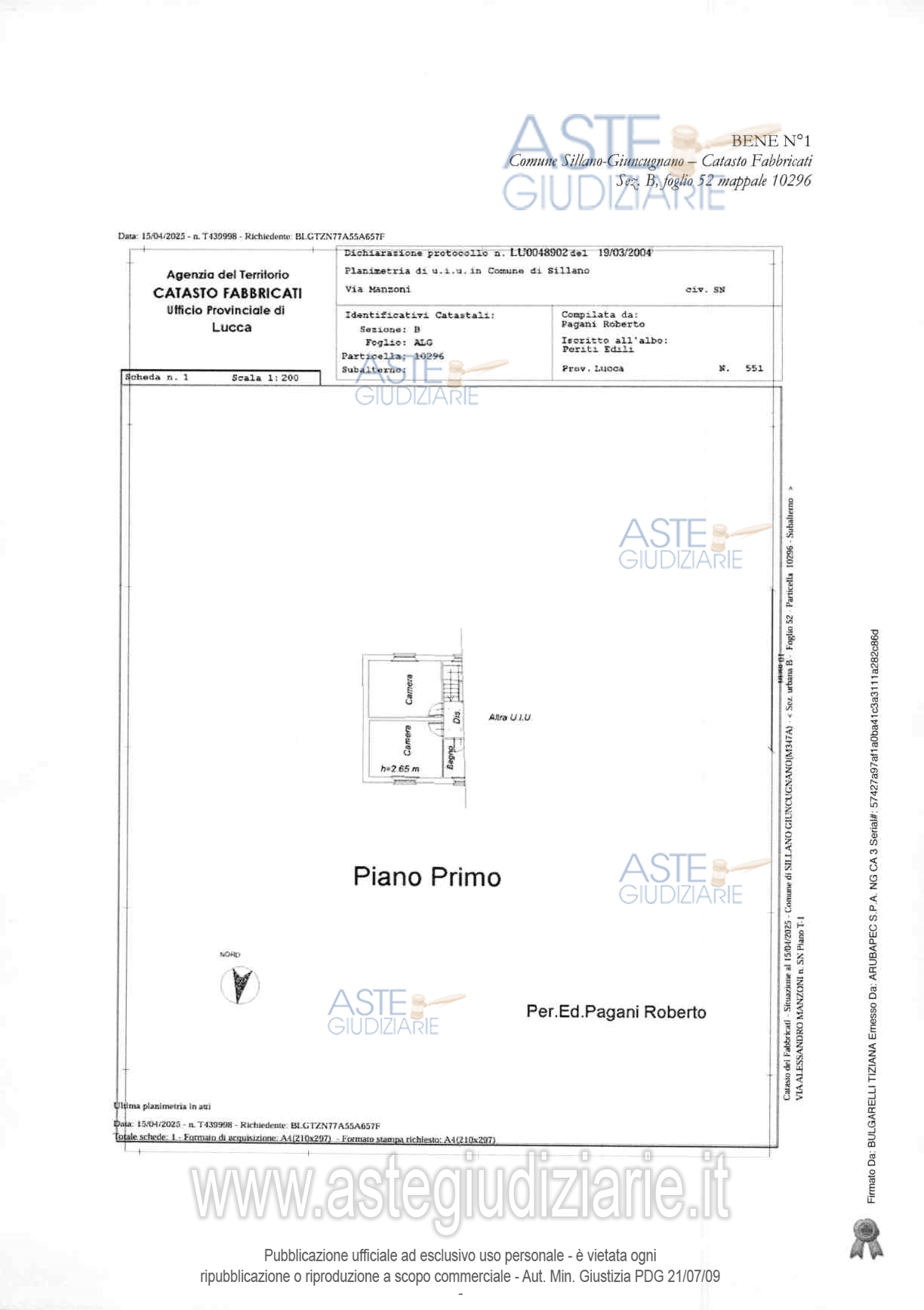 Planimetria del bene