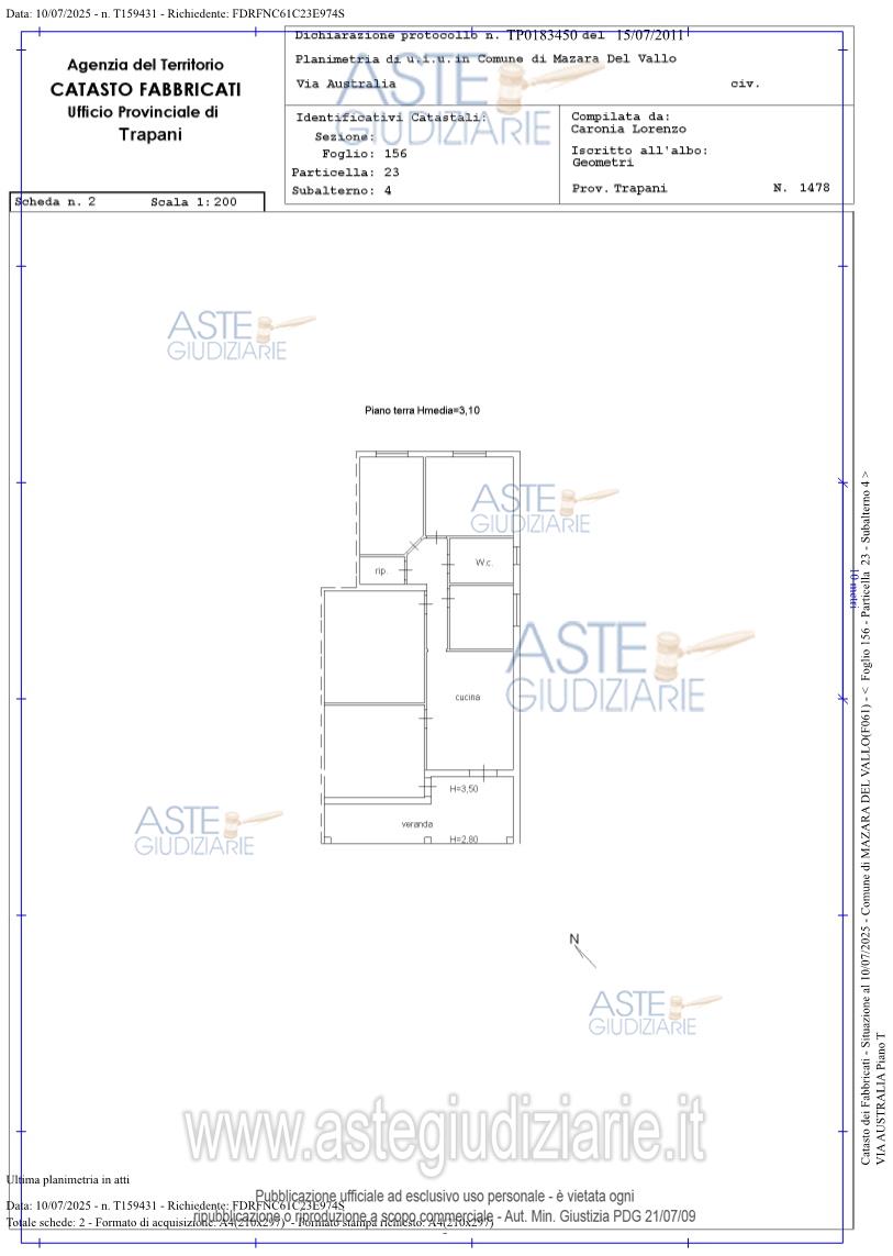 Planimetria del bene