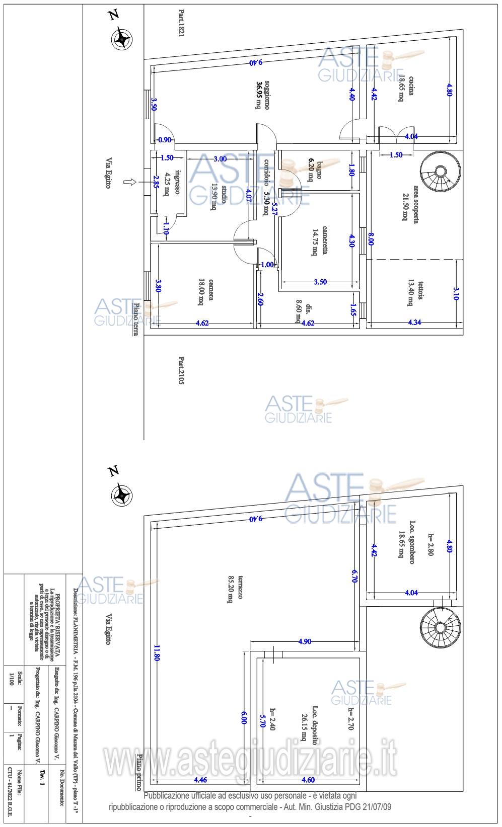 Planimetria del bene