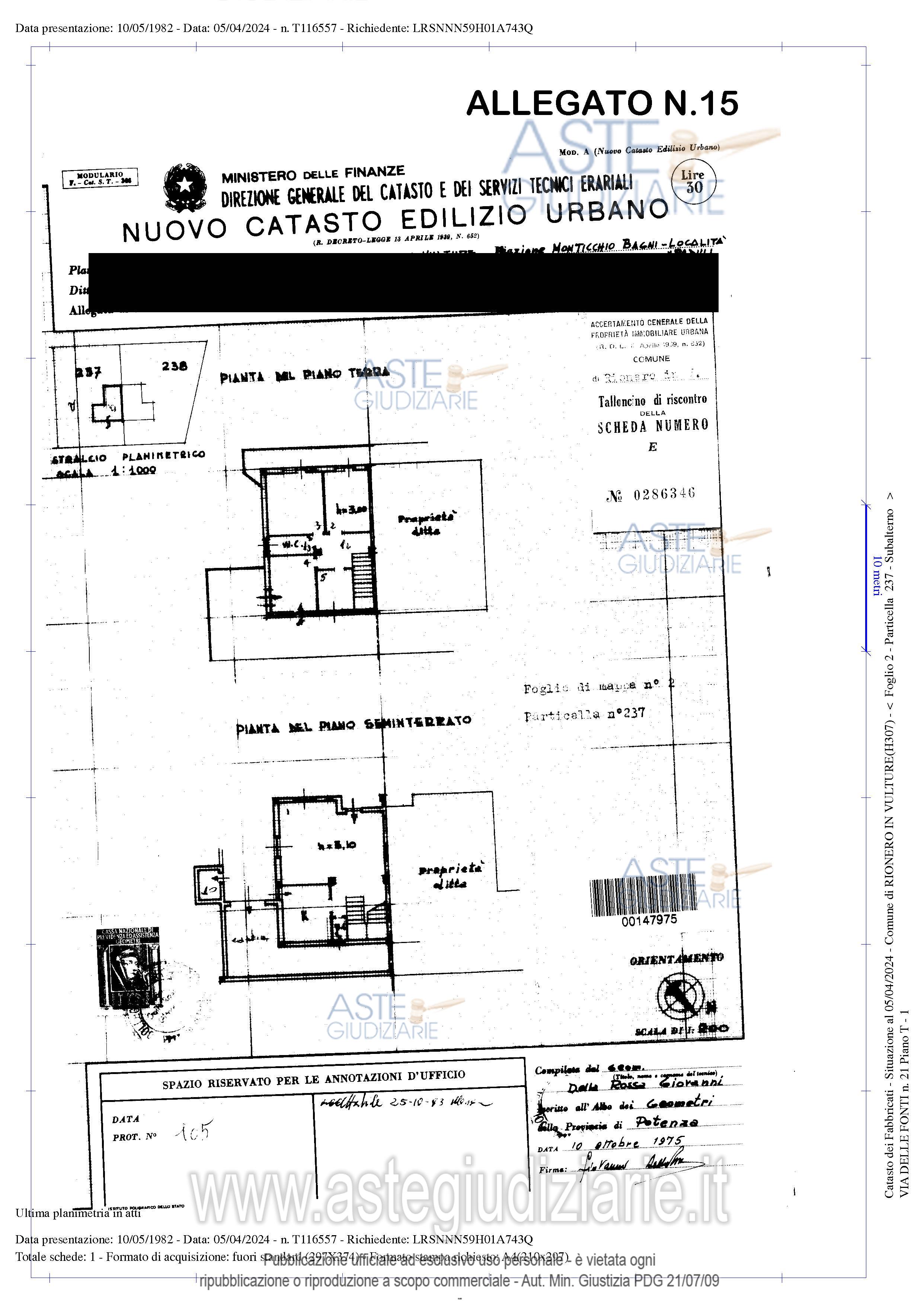 Planimetria del bene