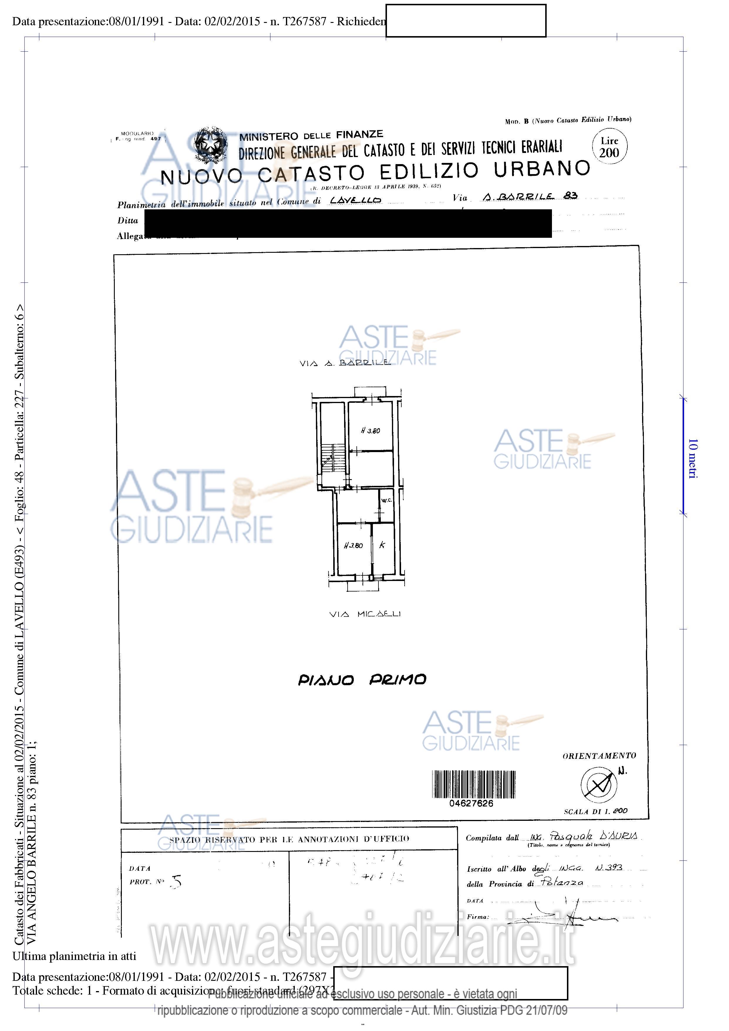 Planimetria del bene