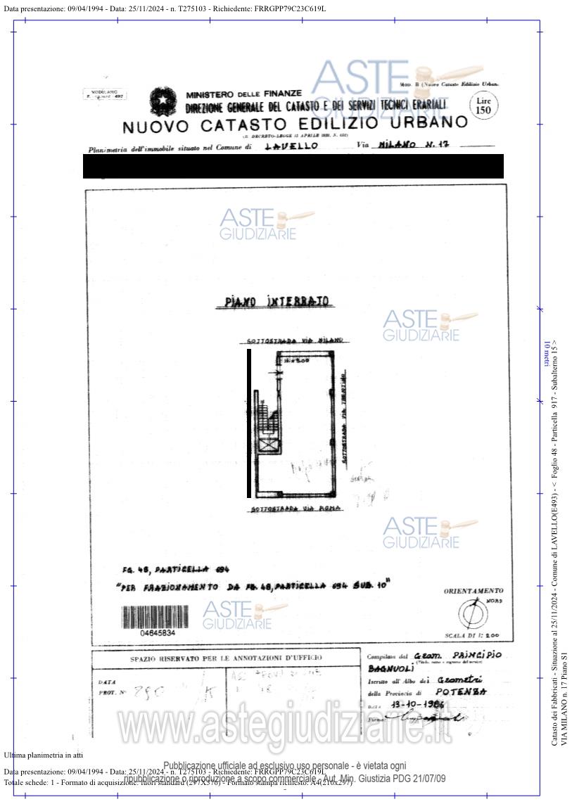 Planimetria del bene