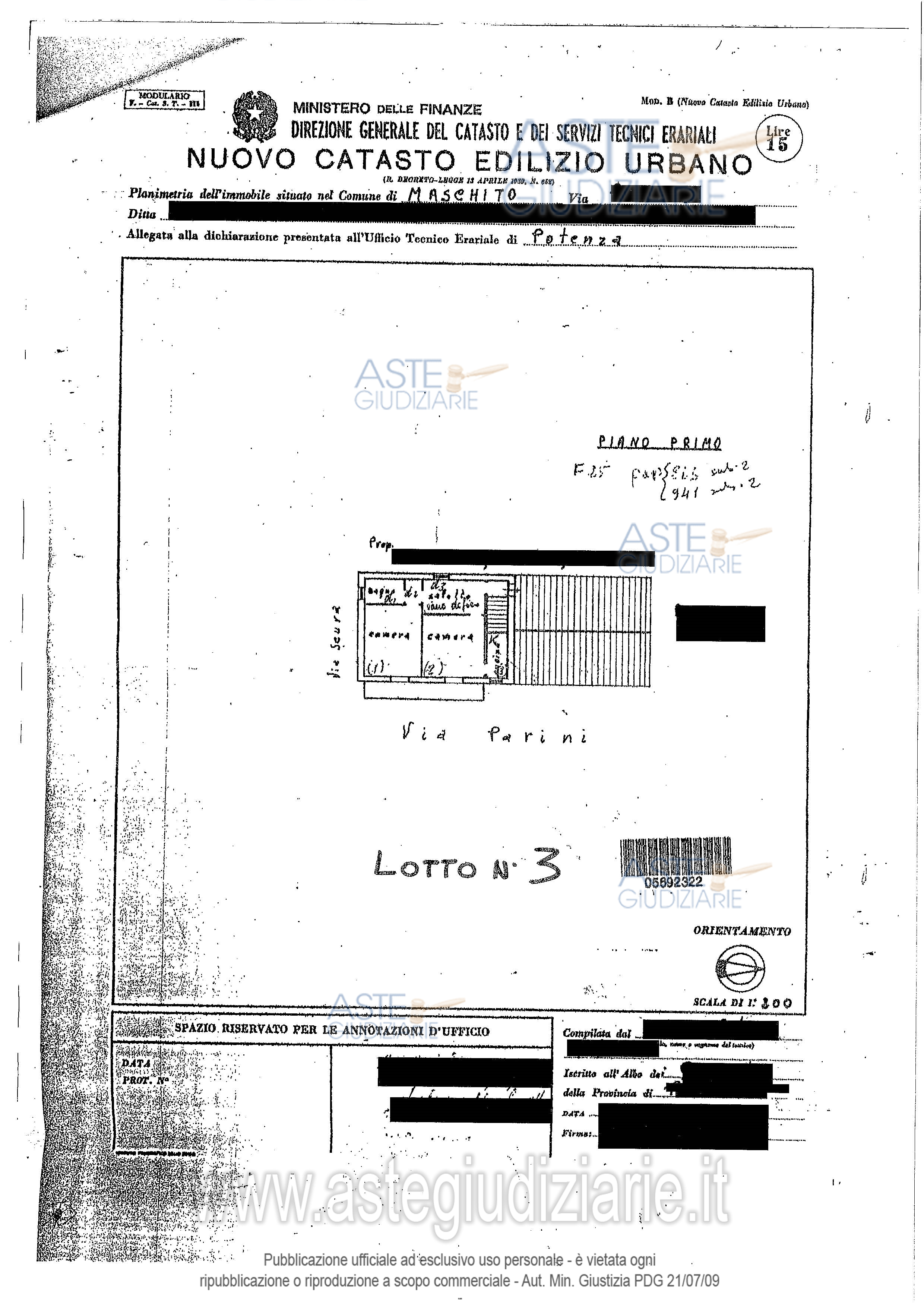 Planimetria del bene