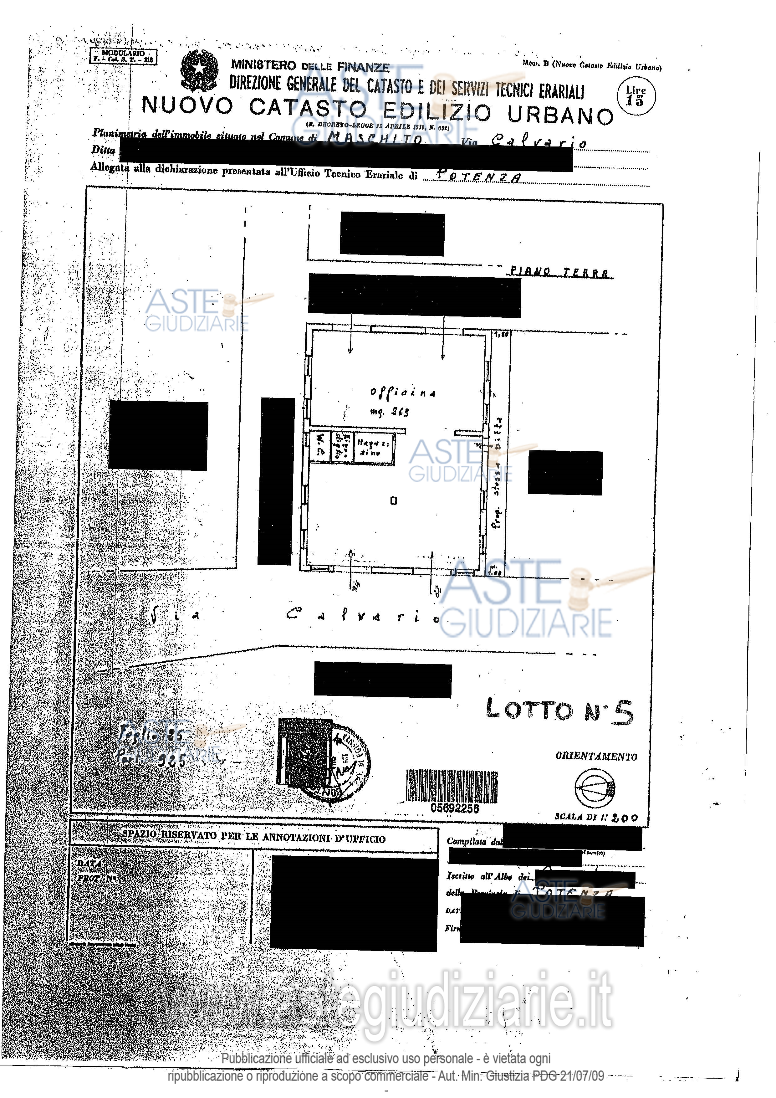 Planimetria del bene