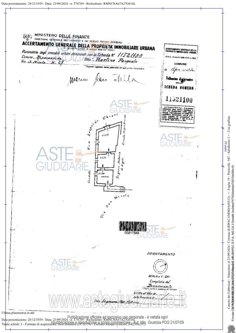 Planimetria del bene