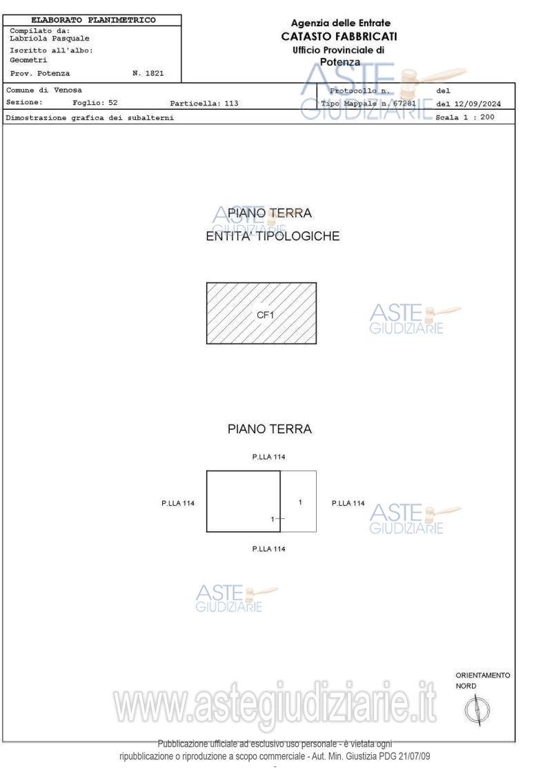 Planimetria del bene