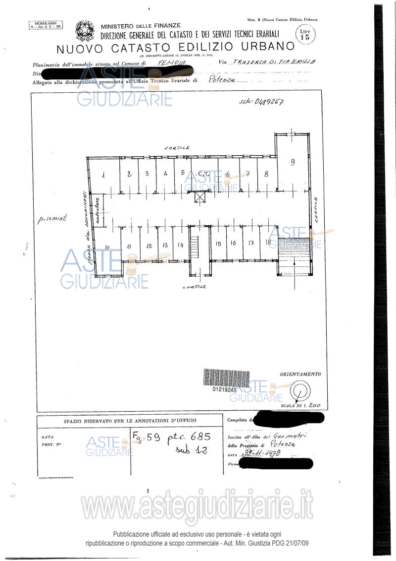 Planimetria del bene