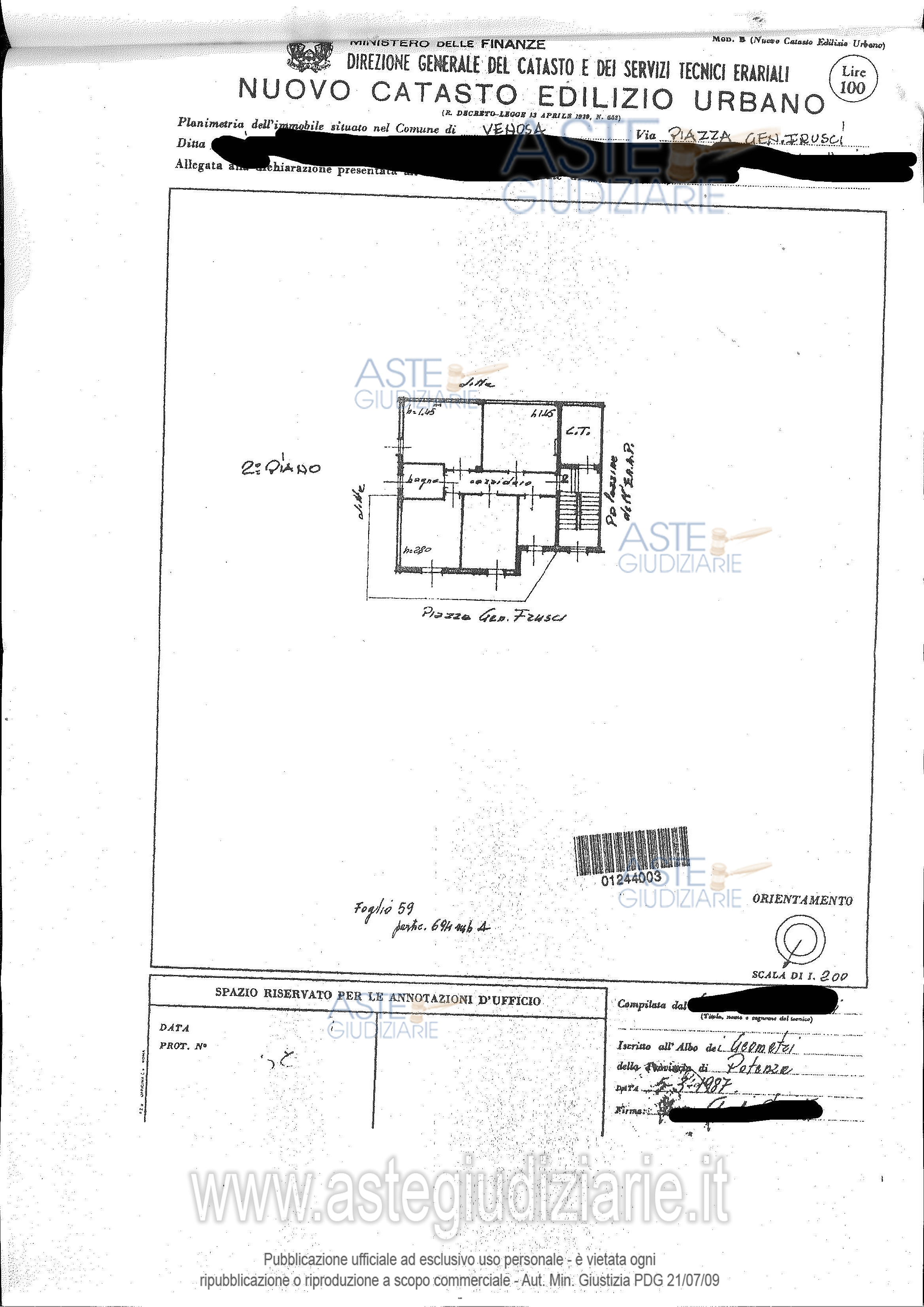 Planimetria del bene