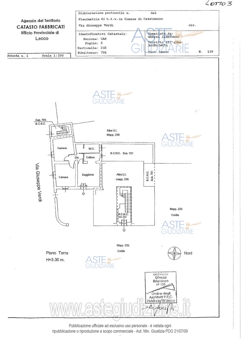 Planimetria del bene
