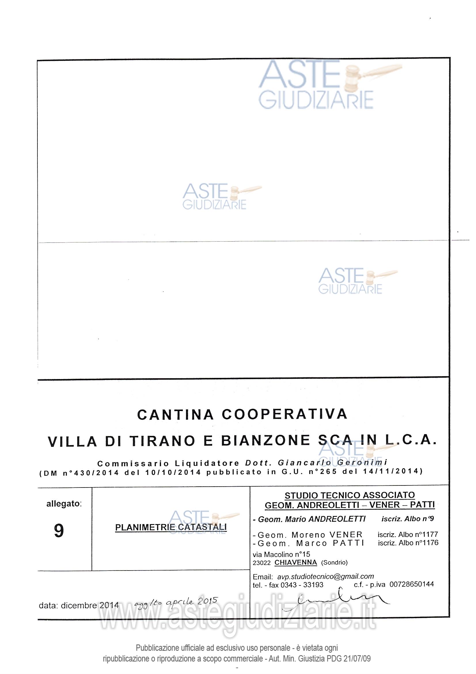 Planimetria del bene