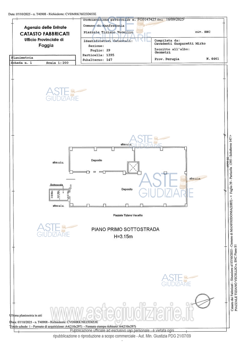 Planimetria del bene