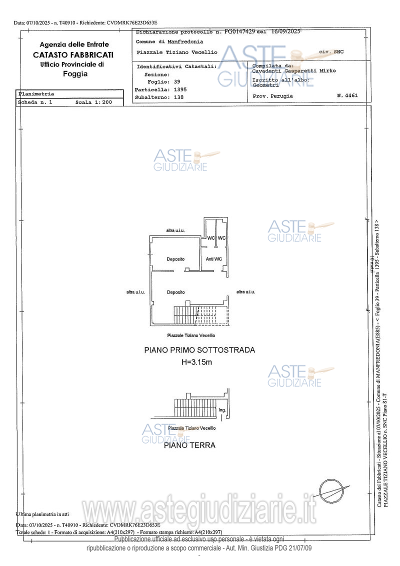 Planimetria del bene