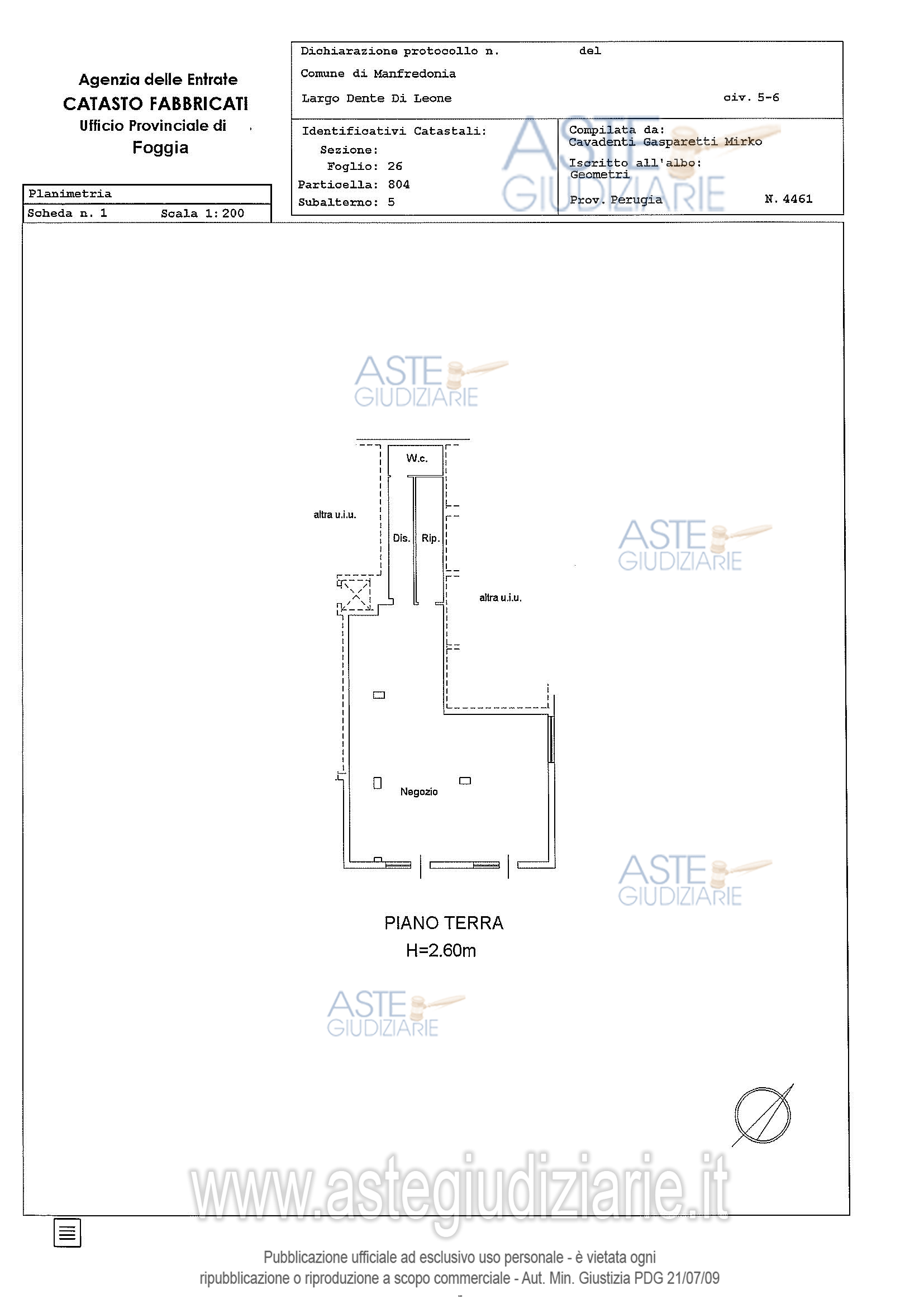 Planimetria del bene