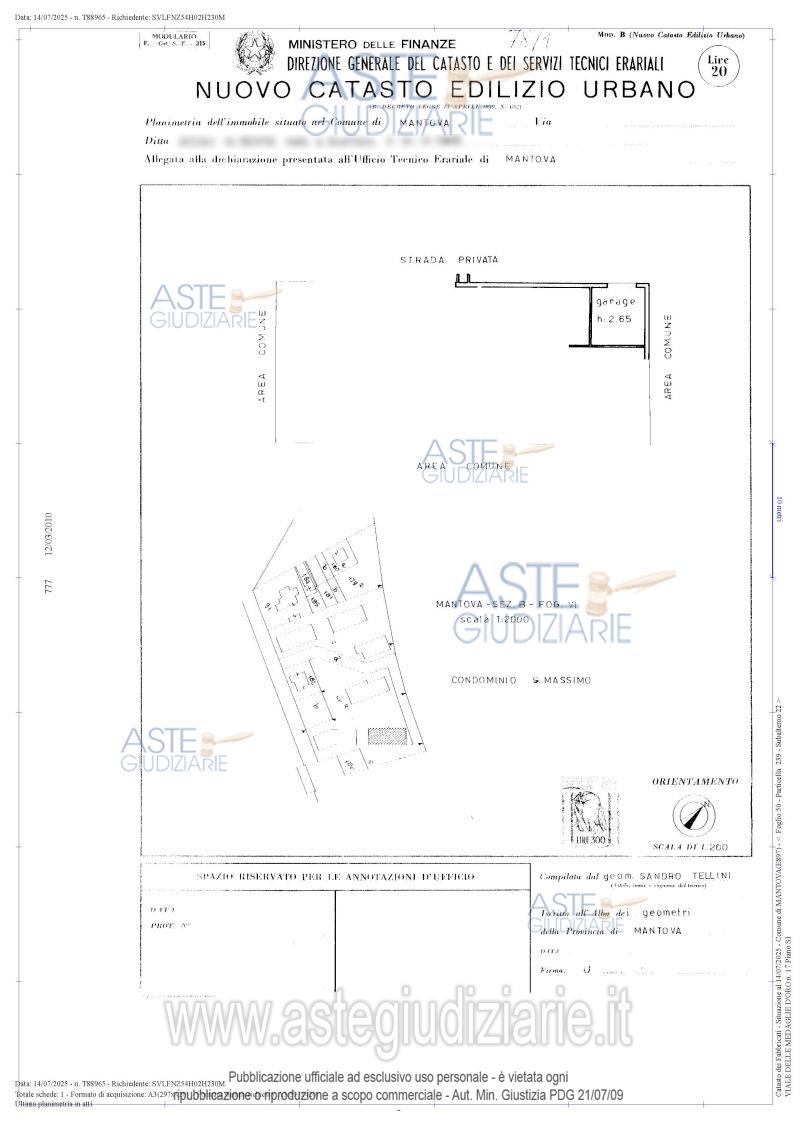 Planimetria del bene