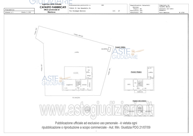 Planimetria del bene