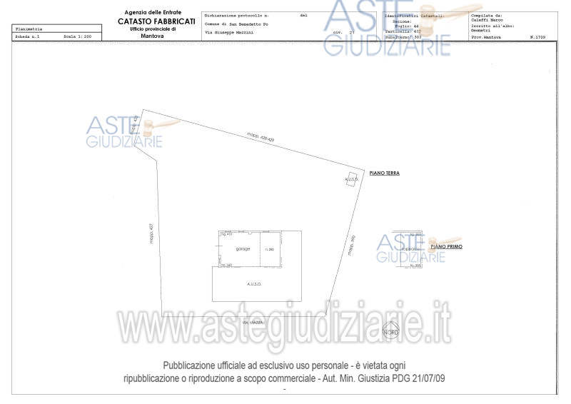 Planimetria del bene