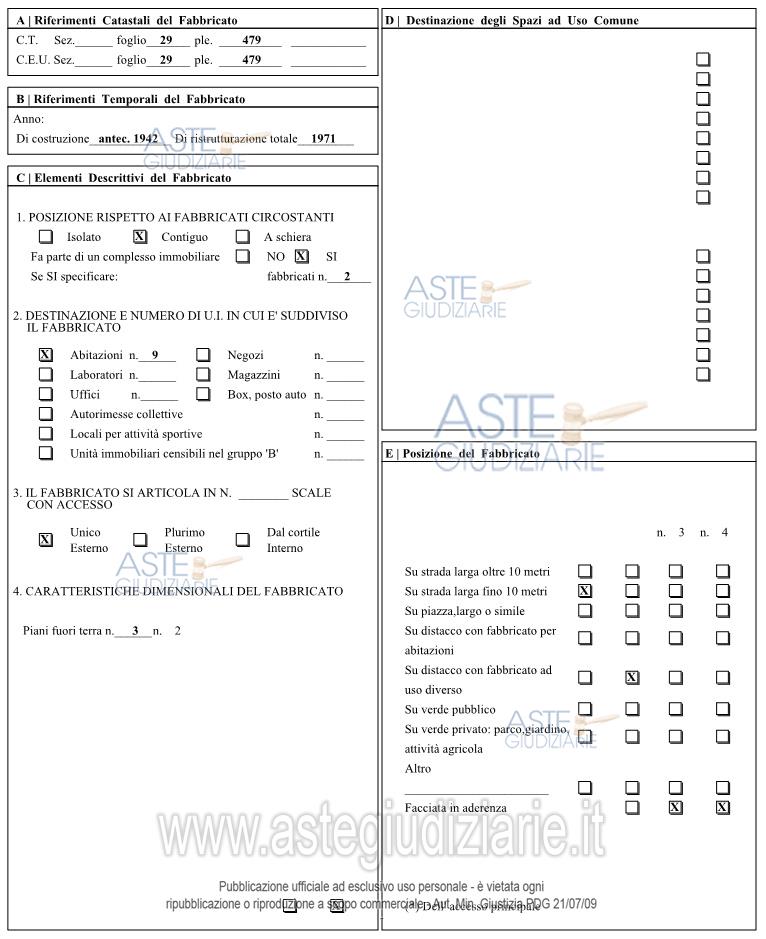 Planimetria del bene