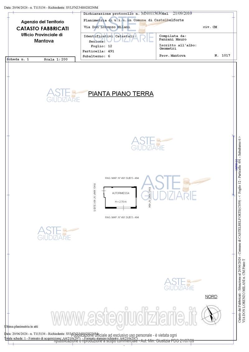 Planimetria del bene
