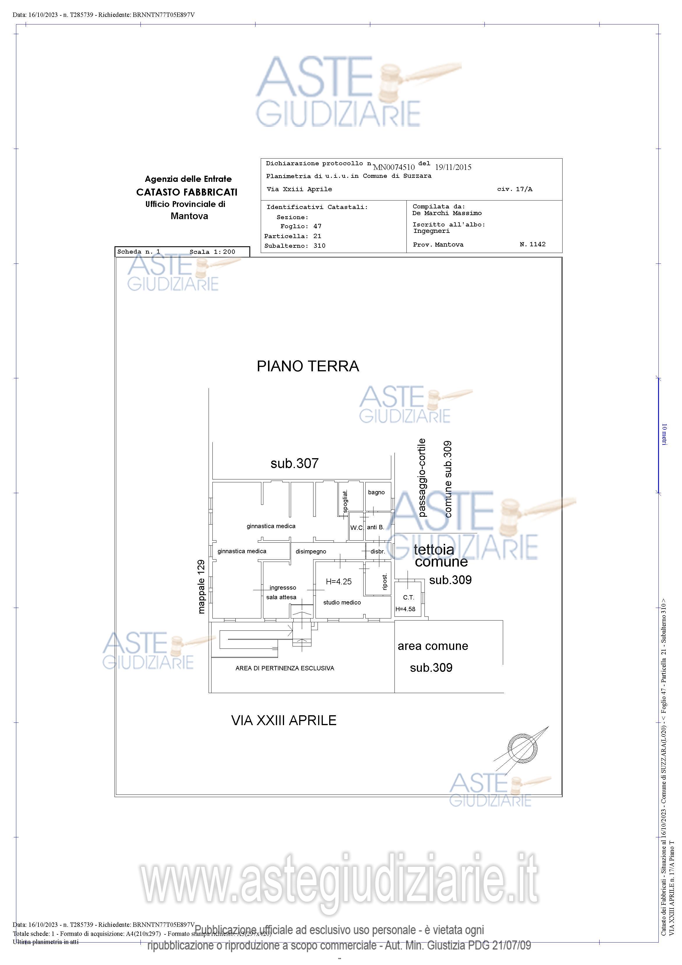 Planimetria del bene