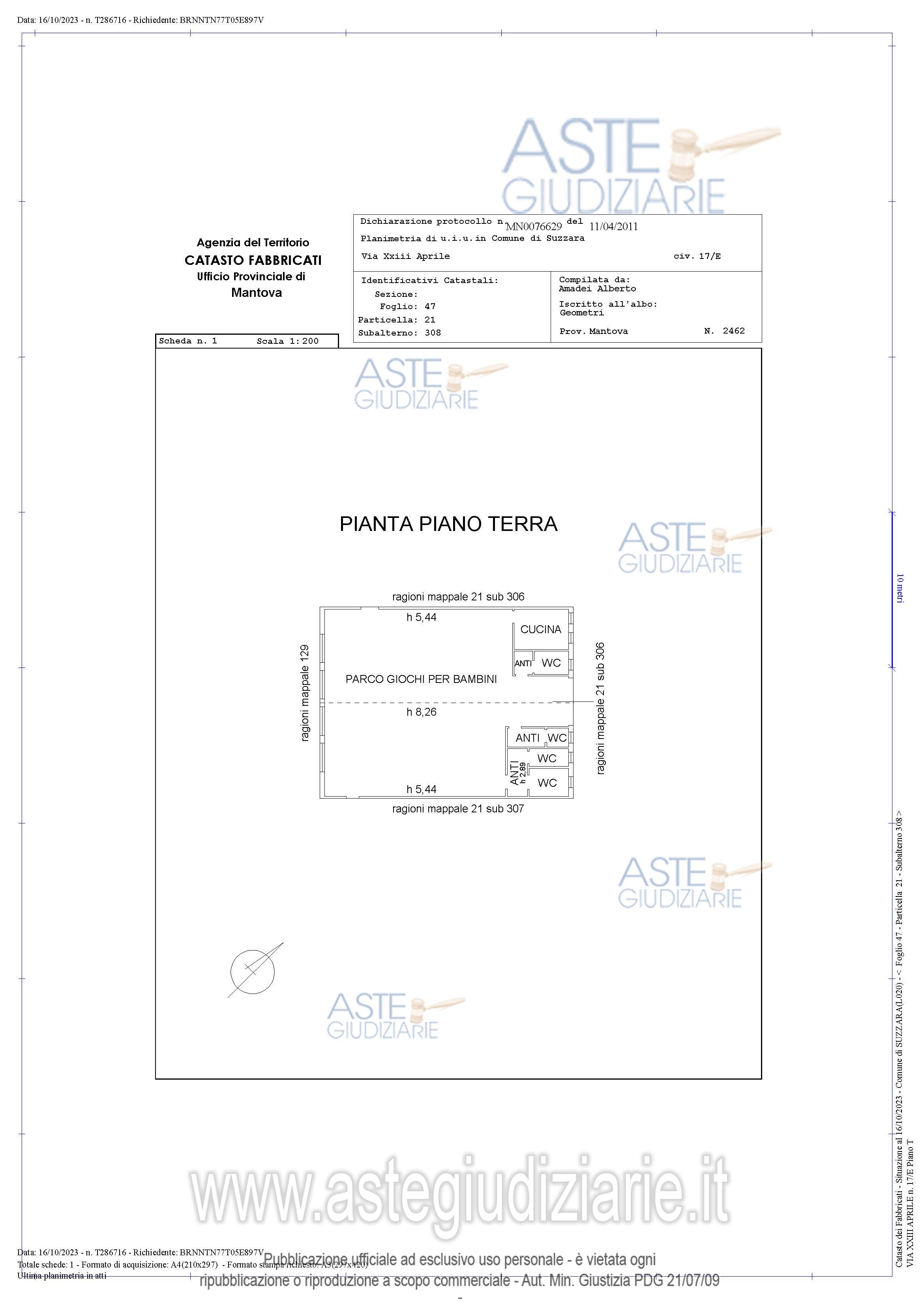 Planimetria del bene