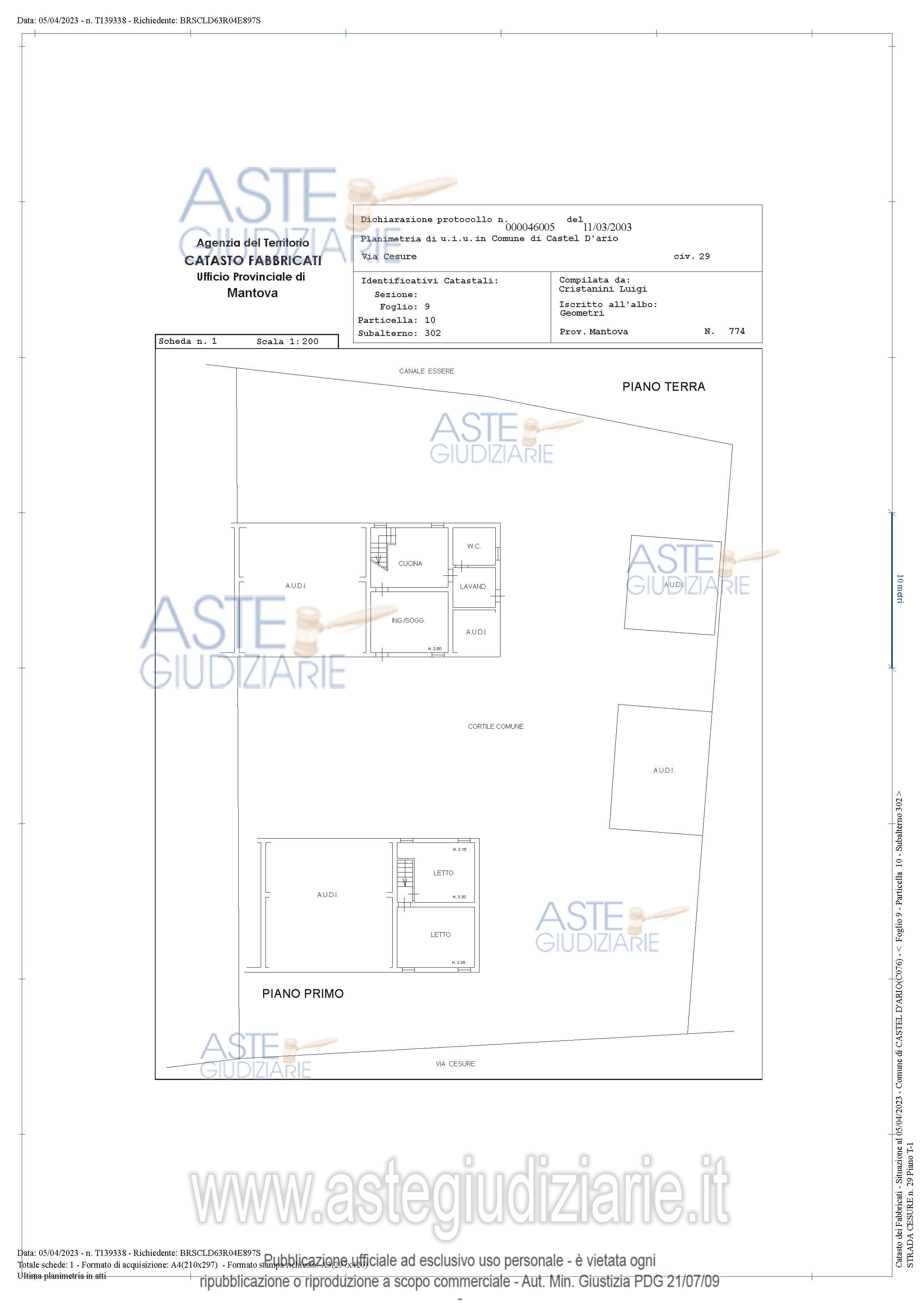 Planimetria del bene