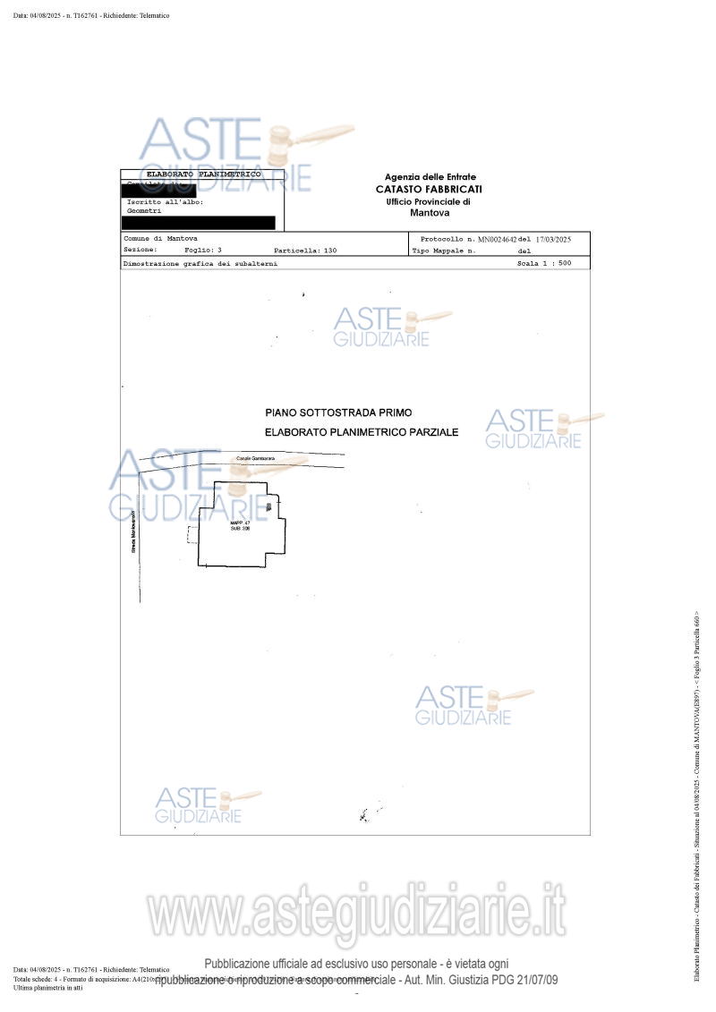 Planimetria del bene