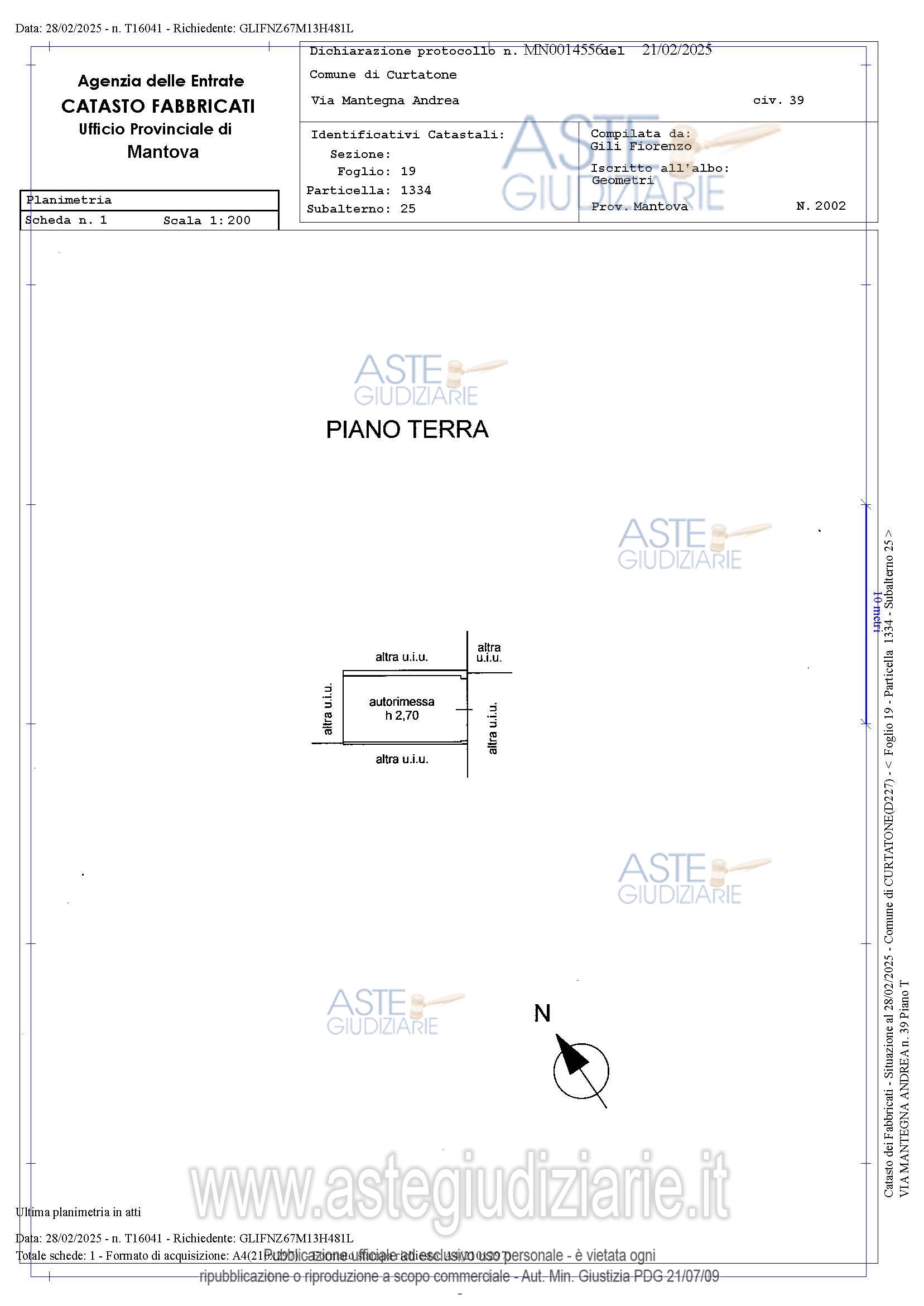 Planimetria del bene