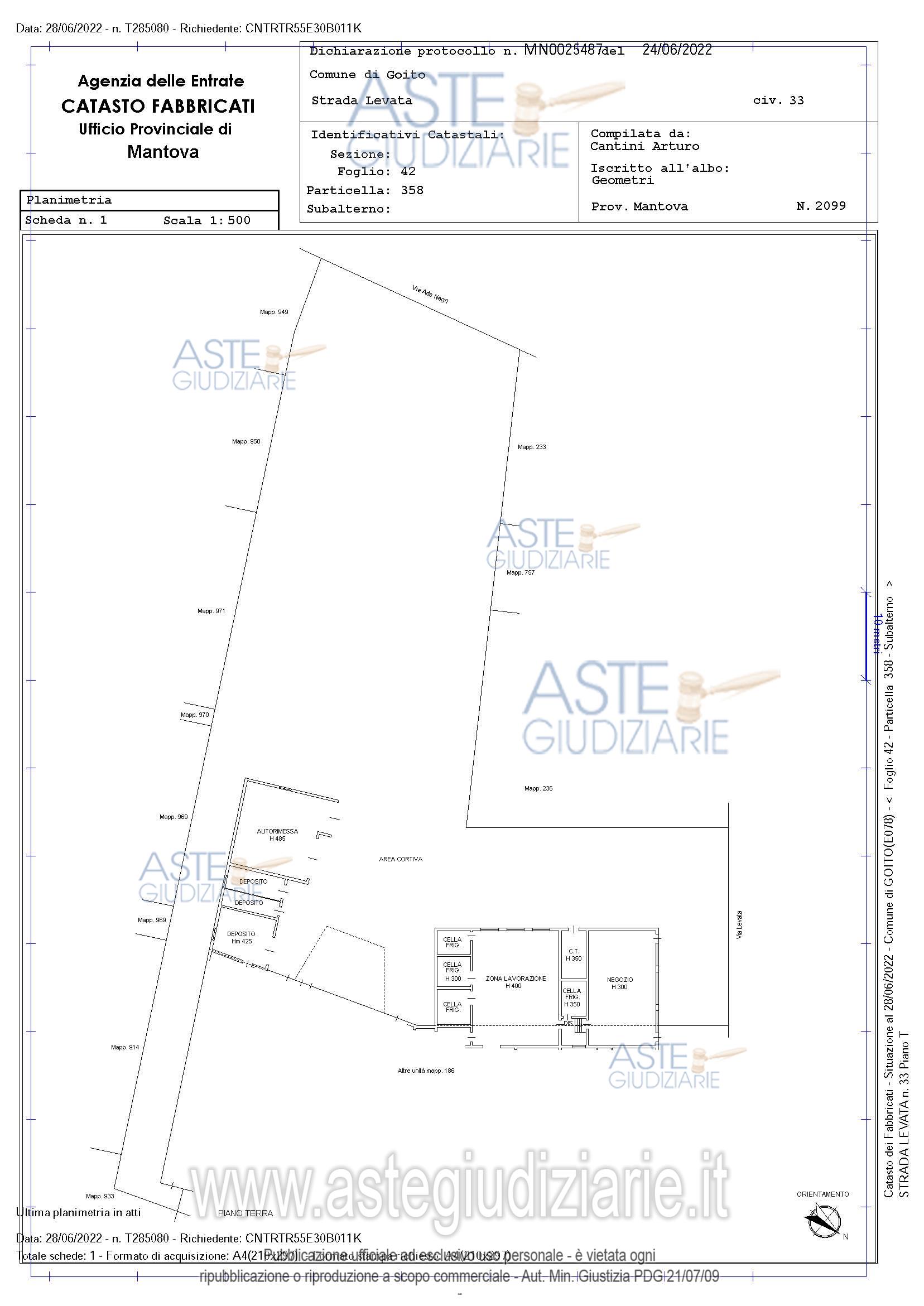 Planimetria del bene