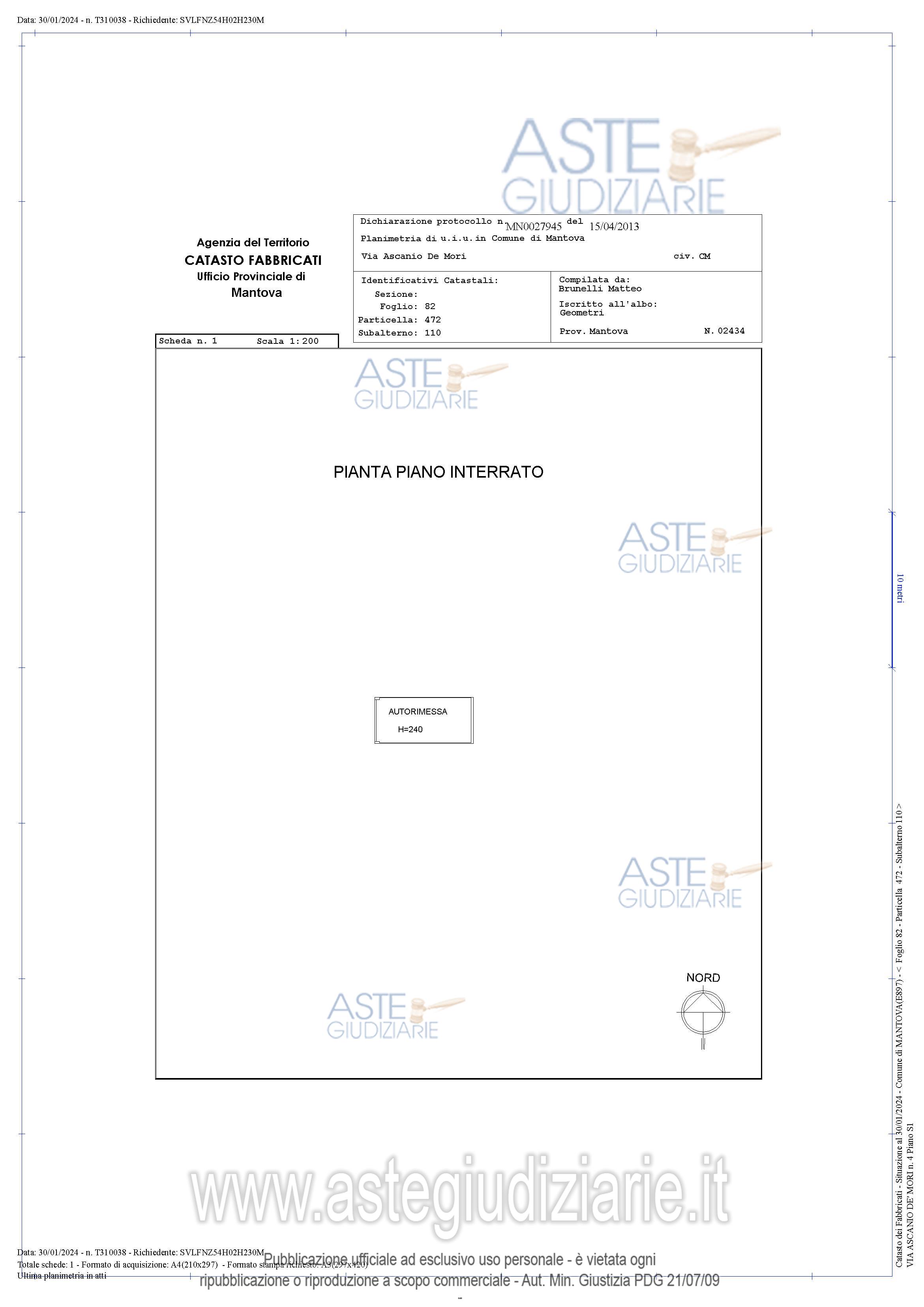 Planimetria del bene