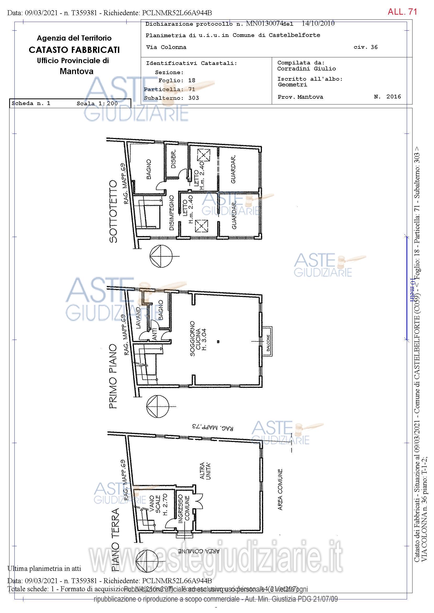 Planimetria del bene