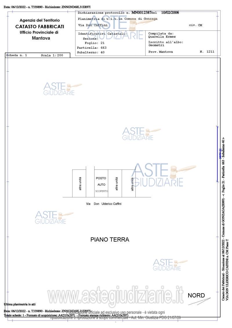 Planimetria del bene
