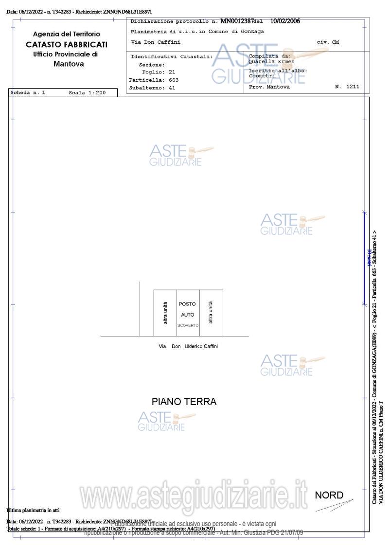 Planimetria del bene
