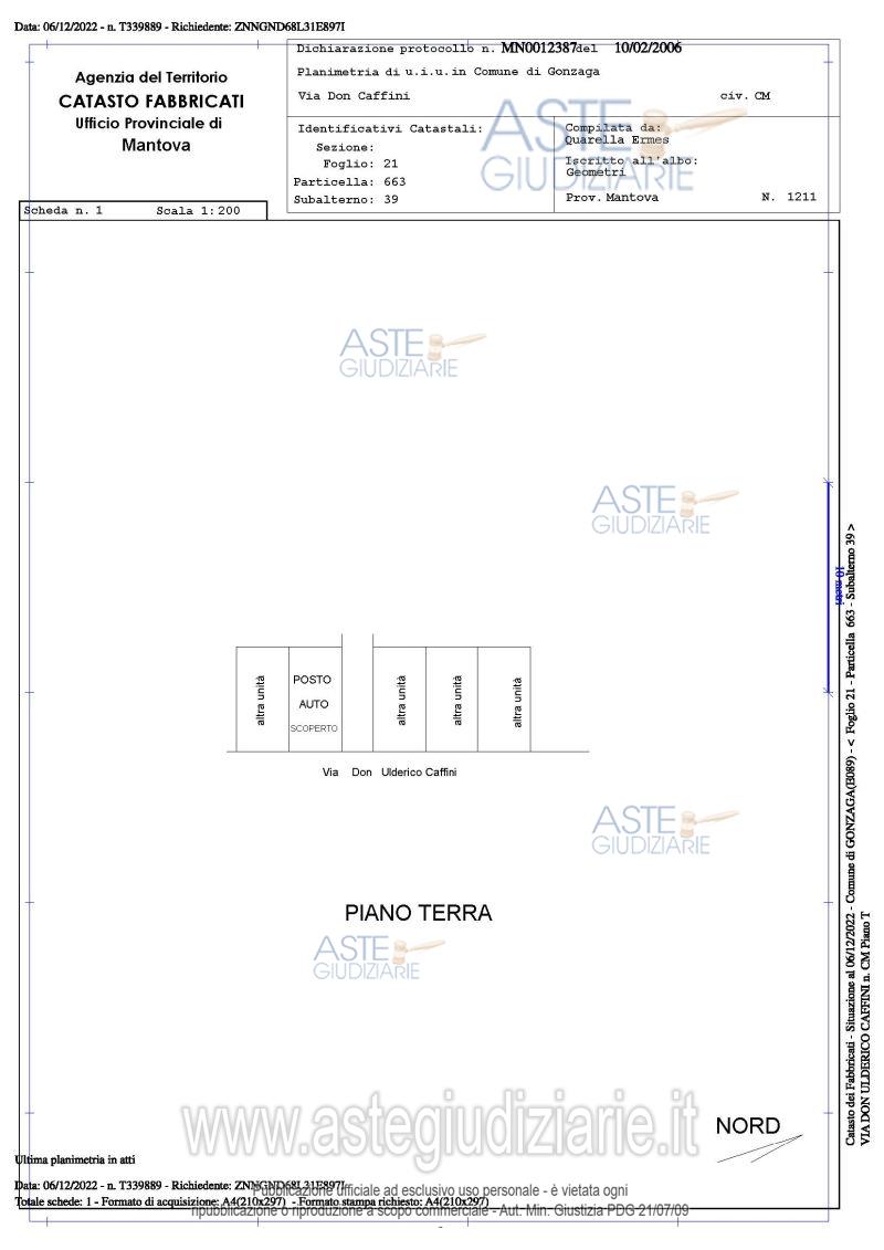 Planimetria del bene