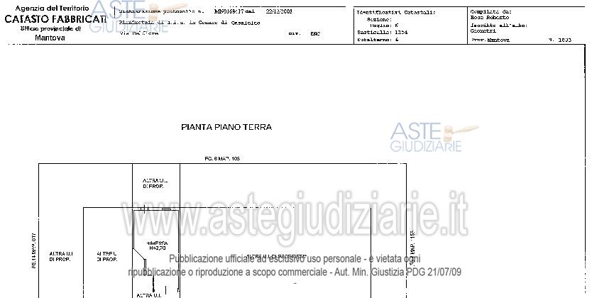 Planimetria del bene