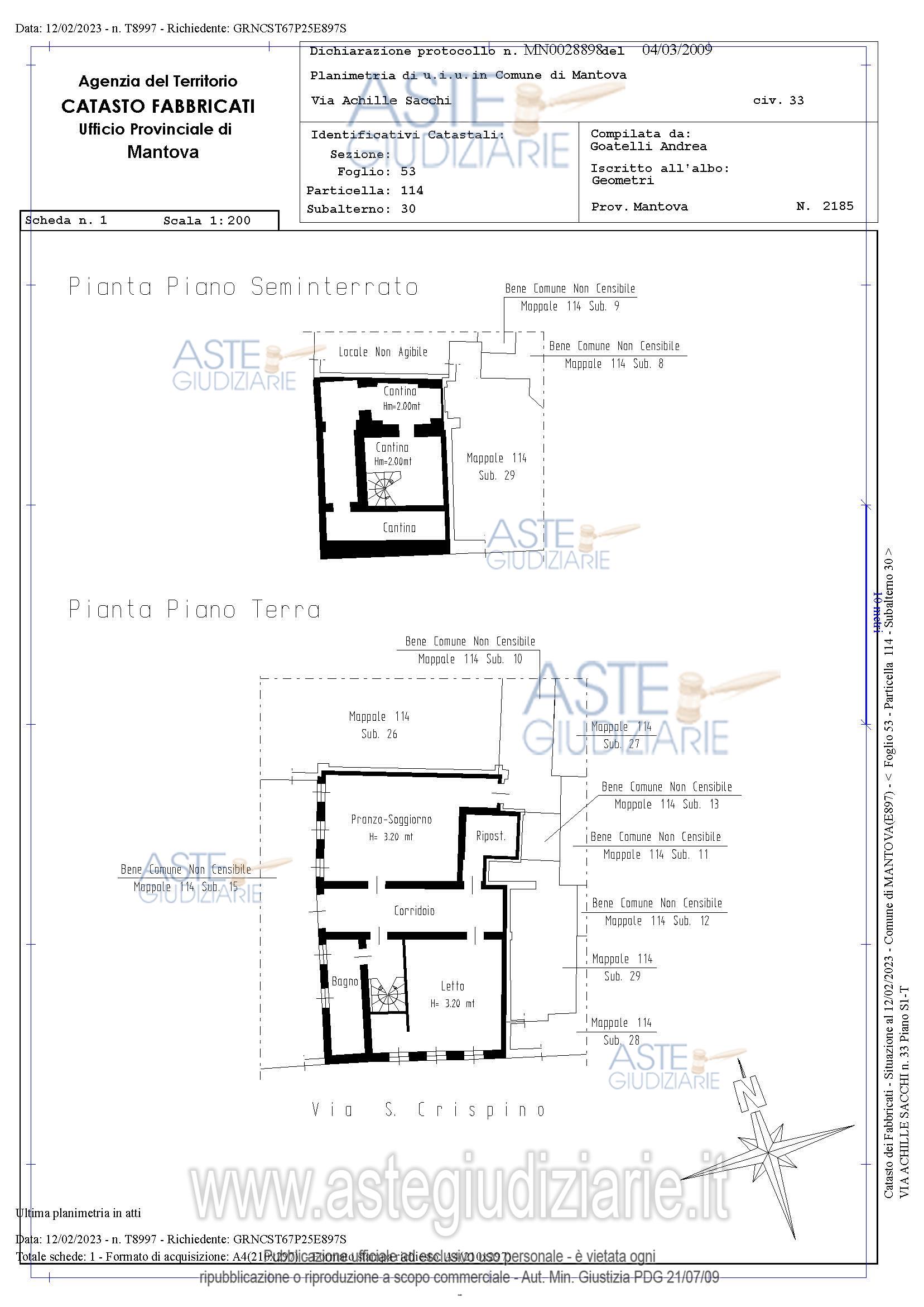 Planimetria del bene