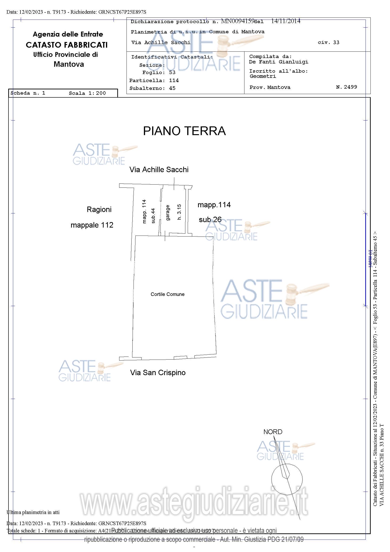 Planimetria del bene