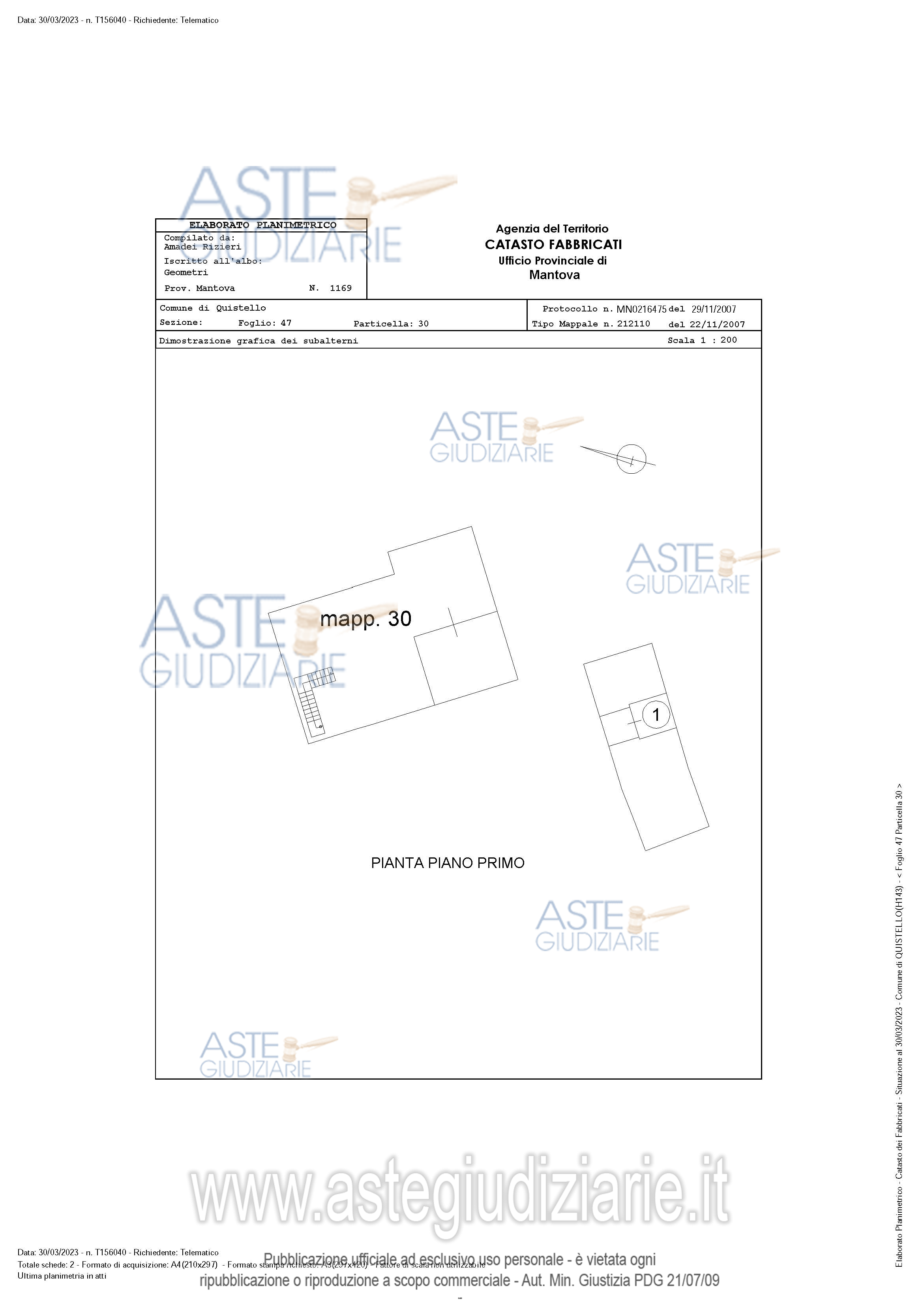 Planimetria del bene