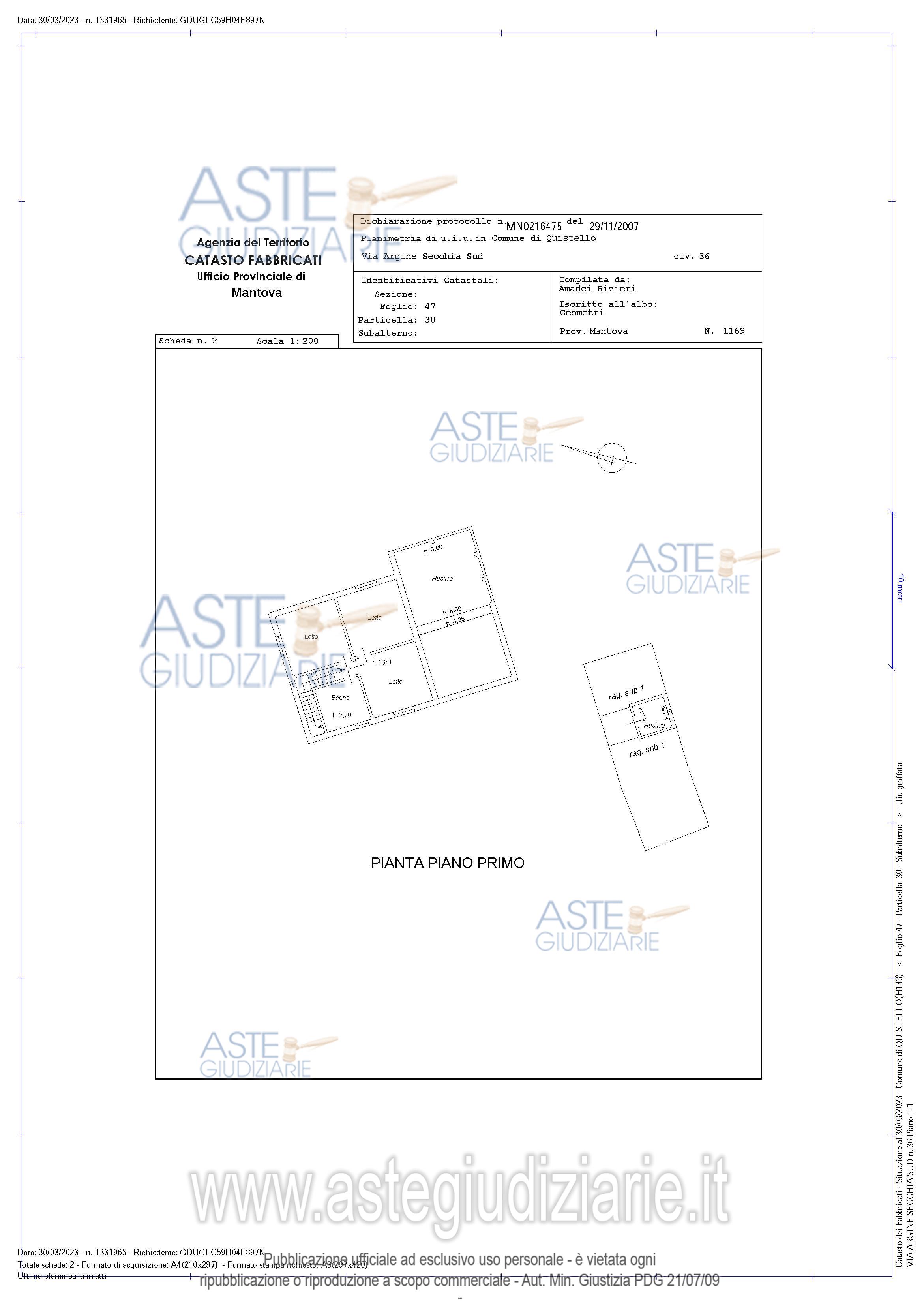 Planimetria del bene