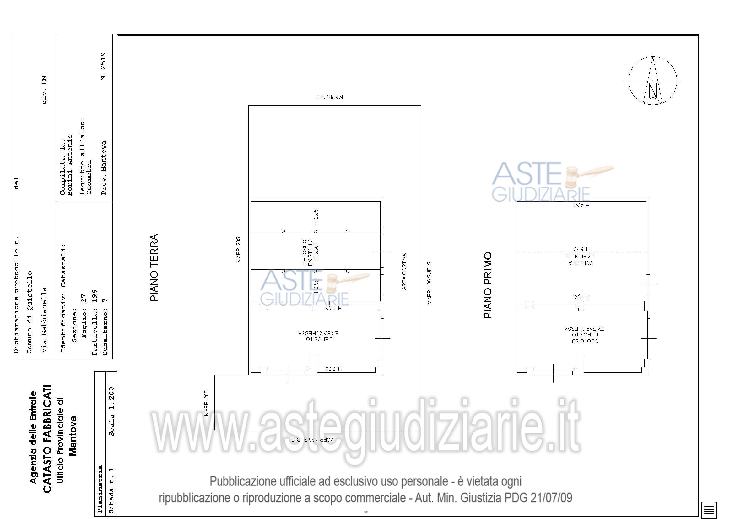 Planimetria del bene