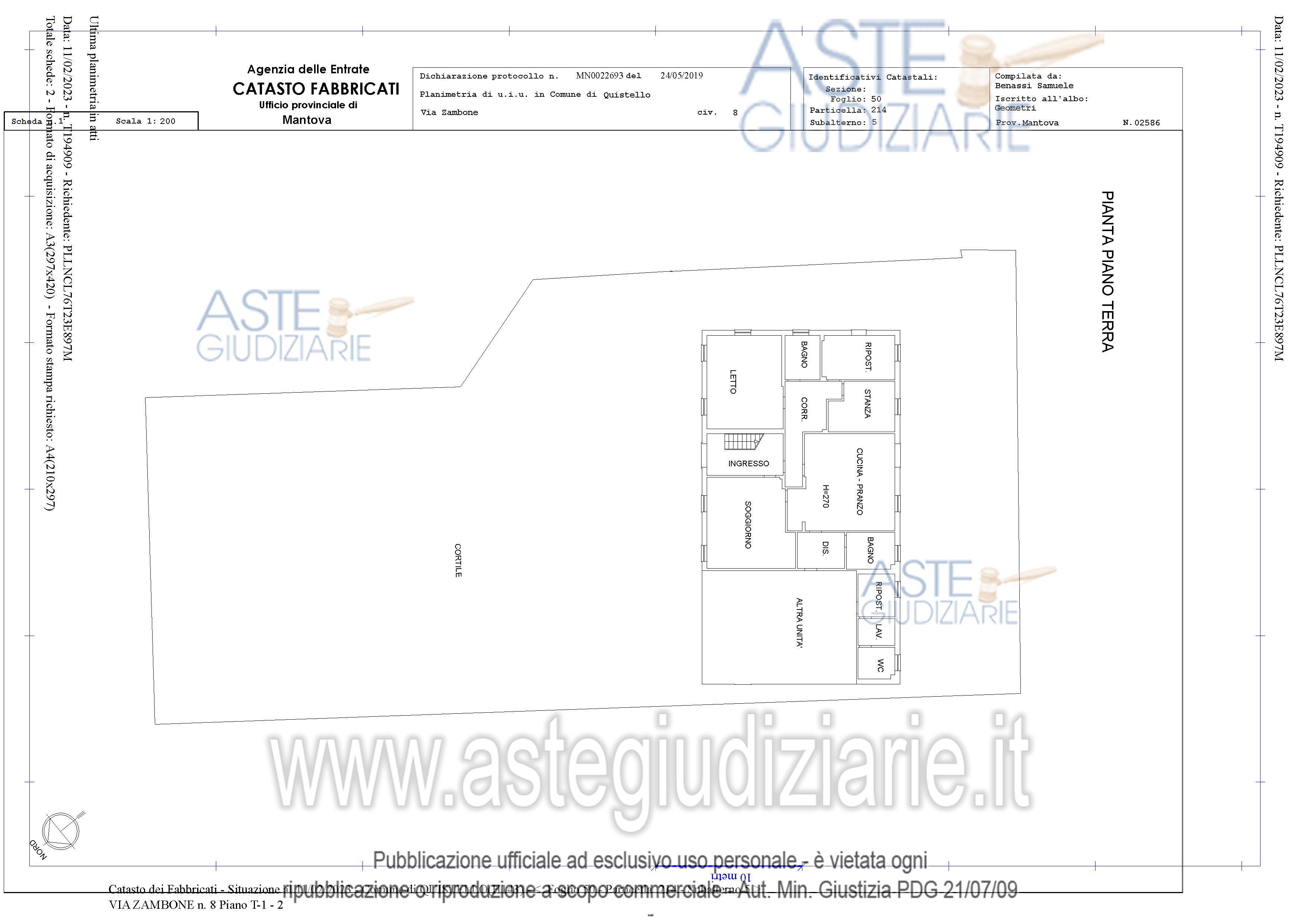 Planimetria del bene