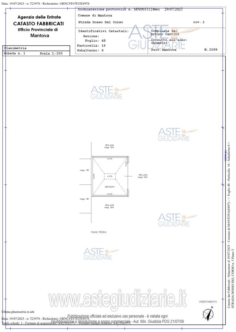 Planimetria del bene