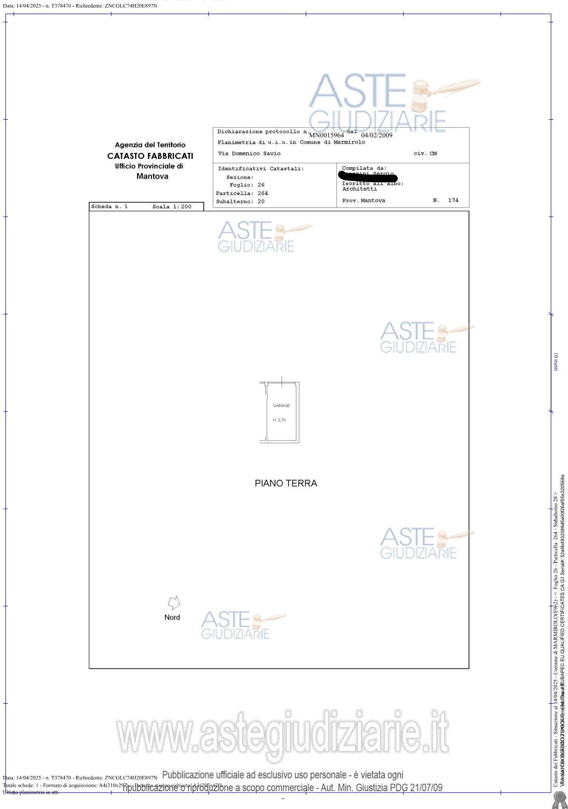 Planimetria del bene