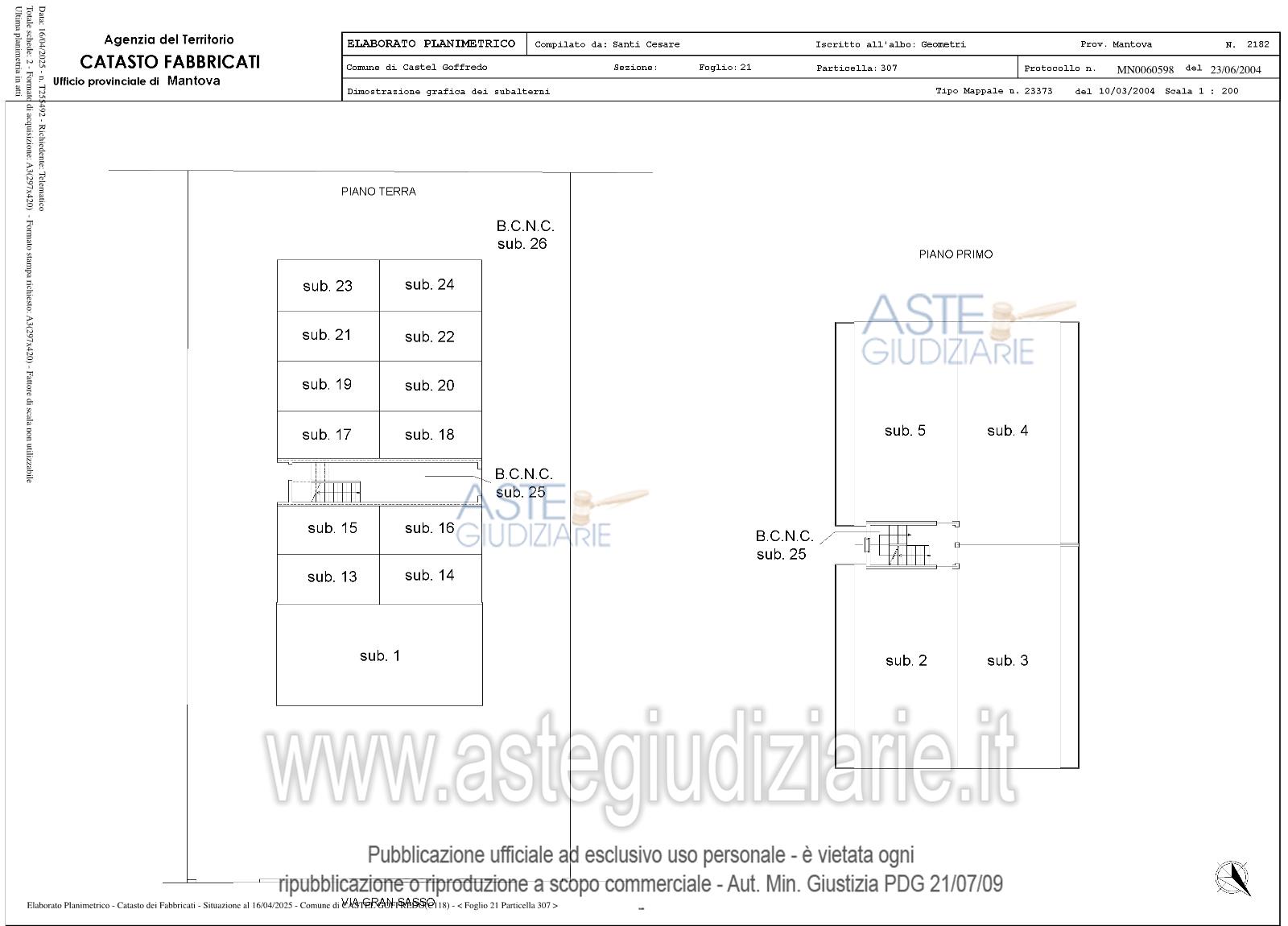 Planimetria del bene