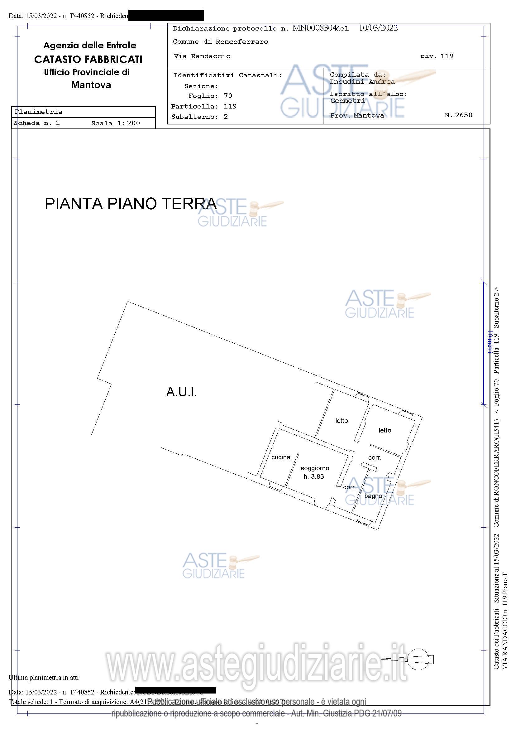 Planimetria del bene