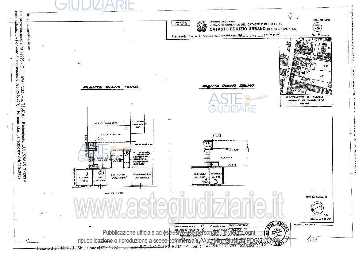 Planimetria del bene