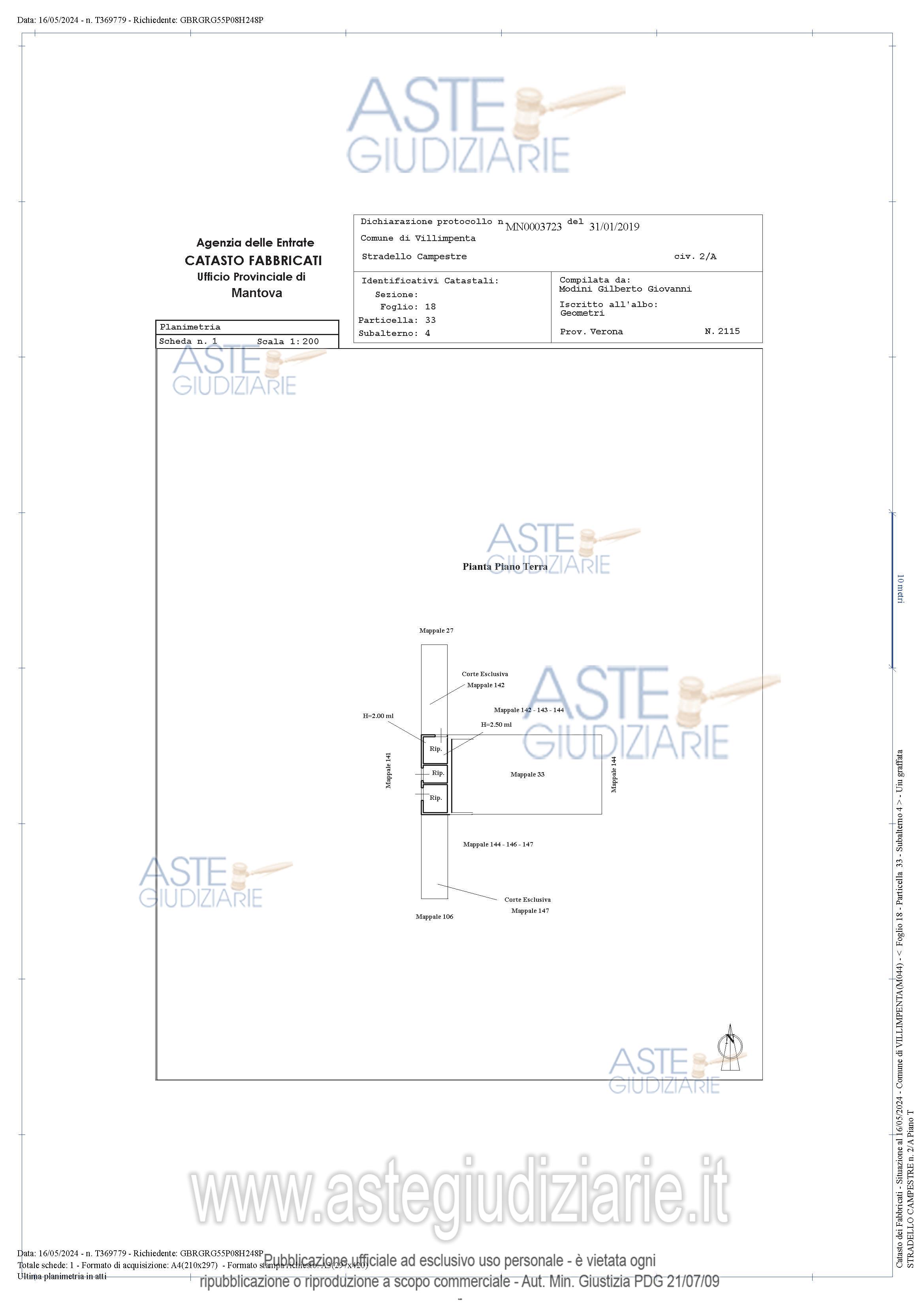 Planimetria del bene